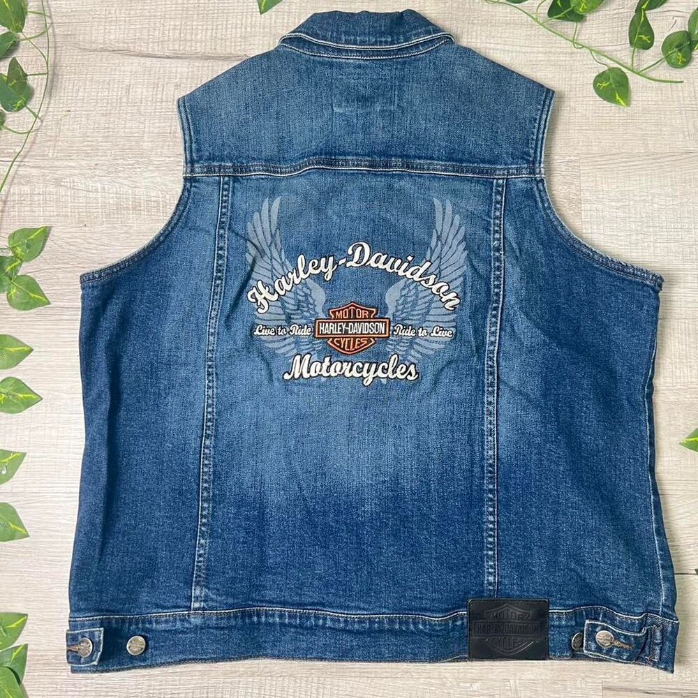 Harley-davidson Women's Blue and Navy Gilet size 1W